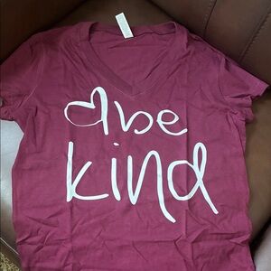 Bella Canvas Plum V-Neck Tee - Deep Berry “be kind”